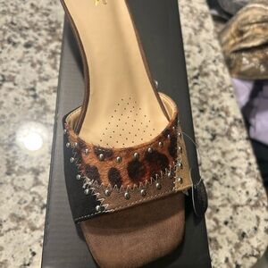 Windsor Brown Leopard Studded Mules
